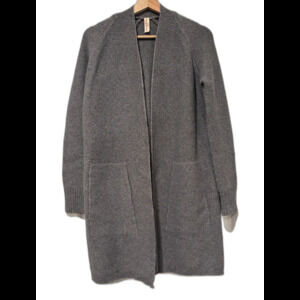 Hannah Anderson Womens Wool Gray Open Front Cardigan With Pockets Size XS Laggen